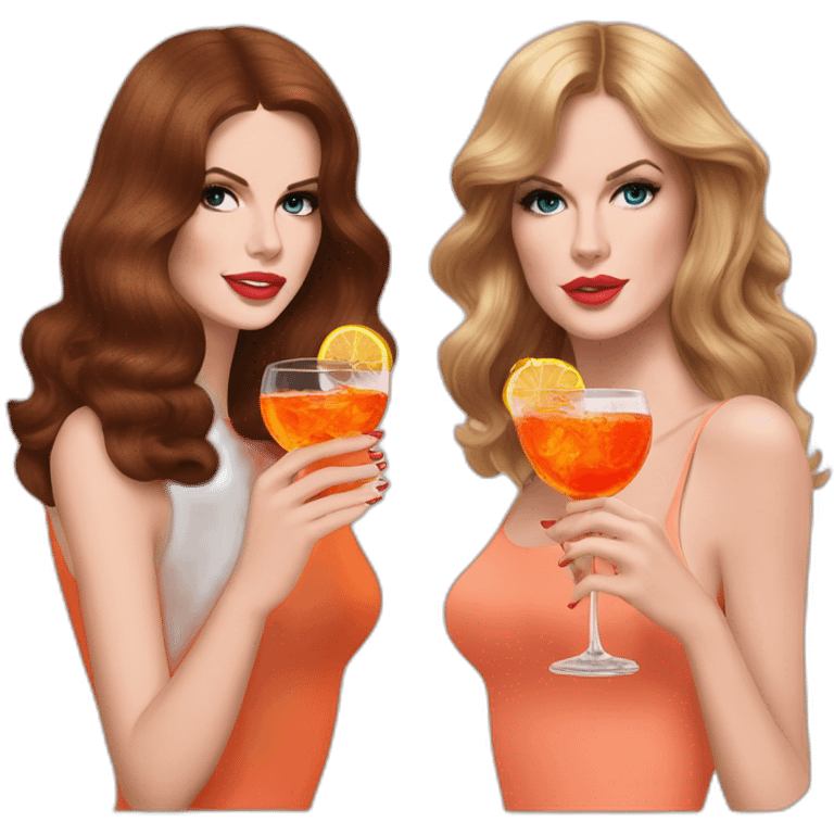 Lana del Rey & Taylor Swift drinking aperol sprizz emoji