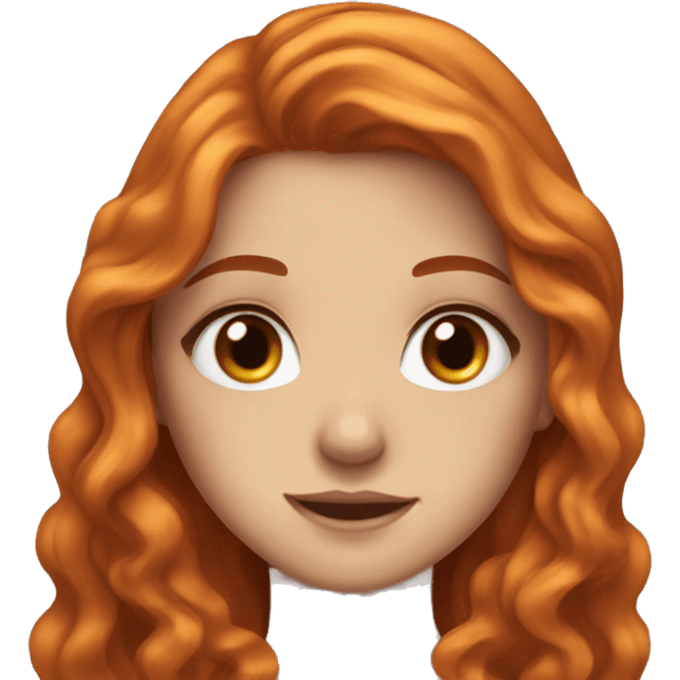 Girl with long wavy orange hair, one blue eye and one brown eye, freckles and pretty   emoji