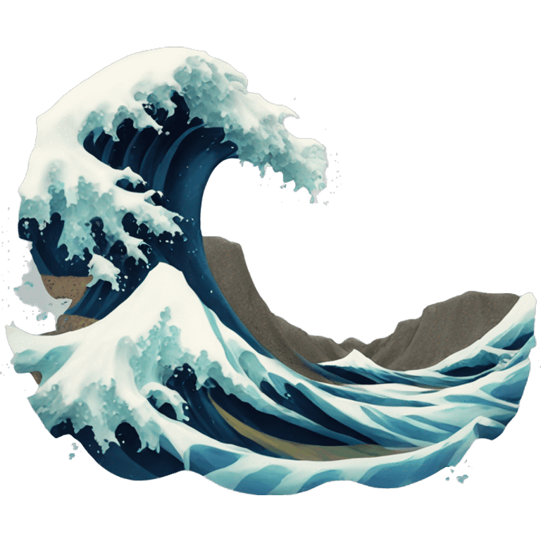 wave emoji with detritus on the wave emoji