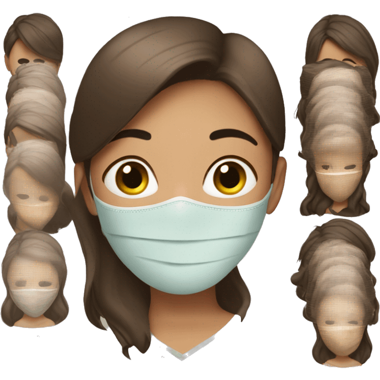 tan brunette girl with face mask on emoji