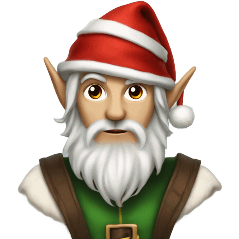 rogue male elf fantasy wearing santa hat emoji