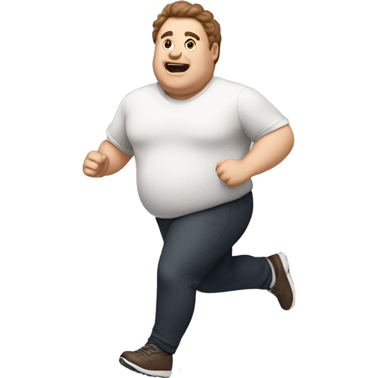 A fat white guy with brown hair running  emoji