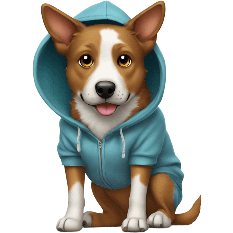 Cattle dog wearing a hoodie emoji