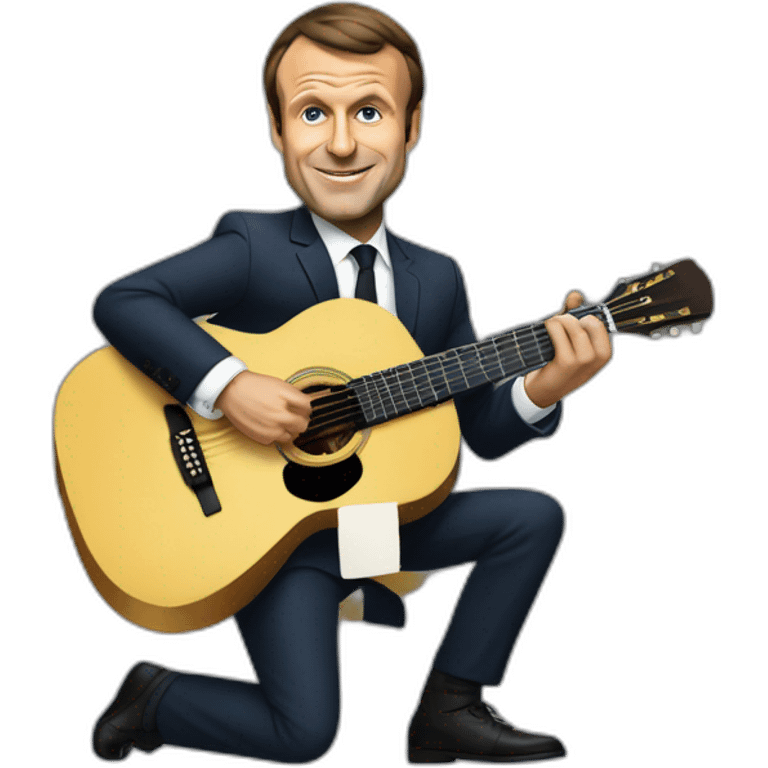 emmanuel macron jouant de la guitare emoji