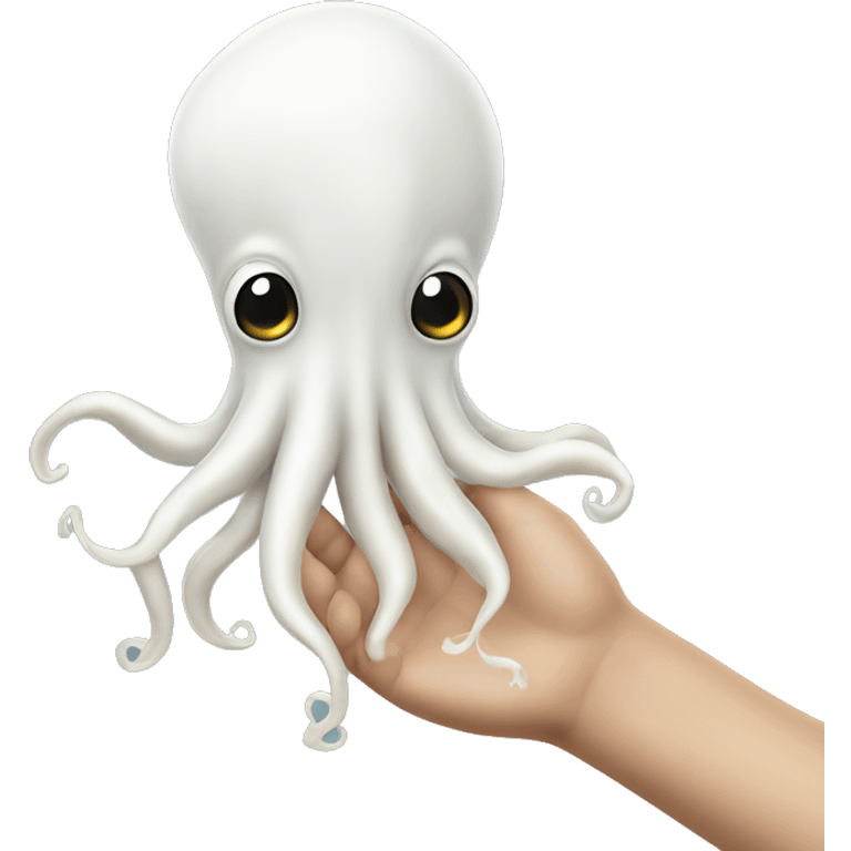 white squid things on a hand emoji