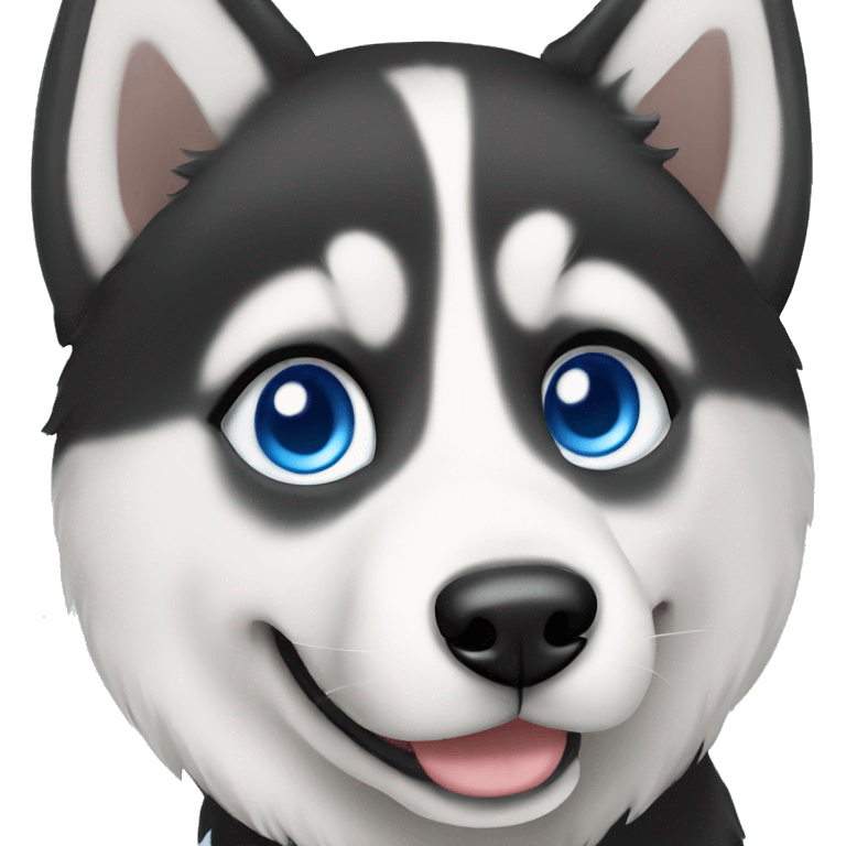 Black and white Siberian husky with blue eyes emoji