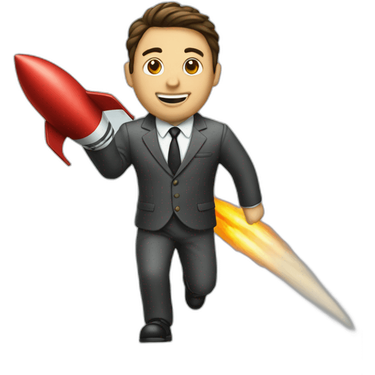 suit man flying rocket emoji