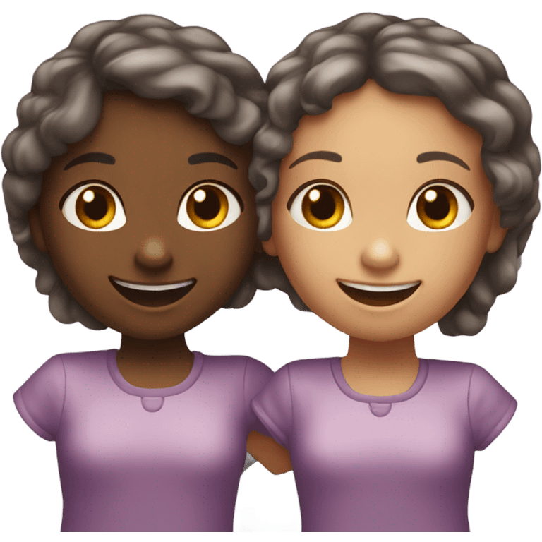 Two little girls playing emoji