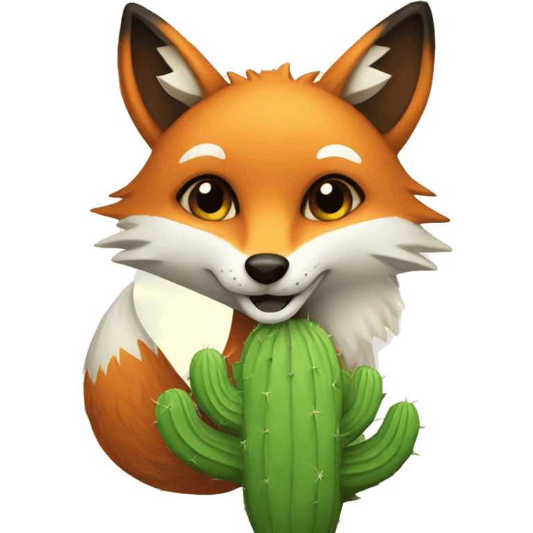 Fox with cactus  emoji