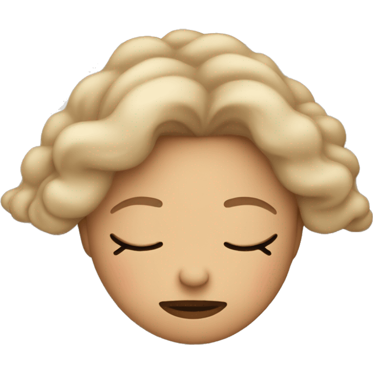 girl with dirty blonde hair and light pink sweater sleeping cozily on white pillow emoji