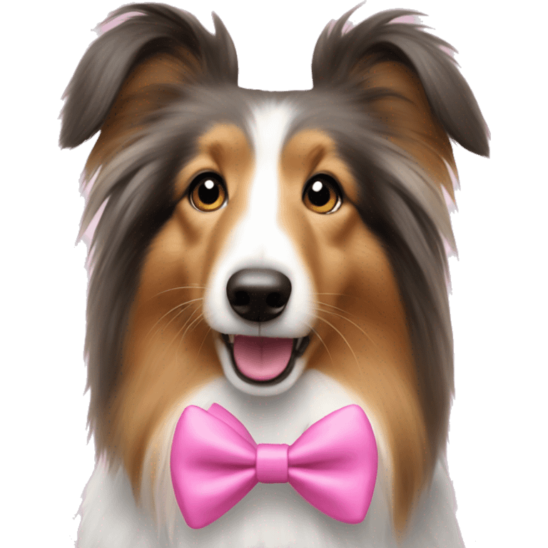 Sheltie wearing pink bow emoji