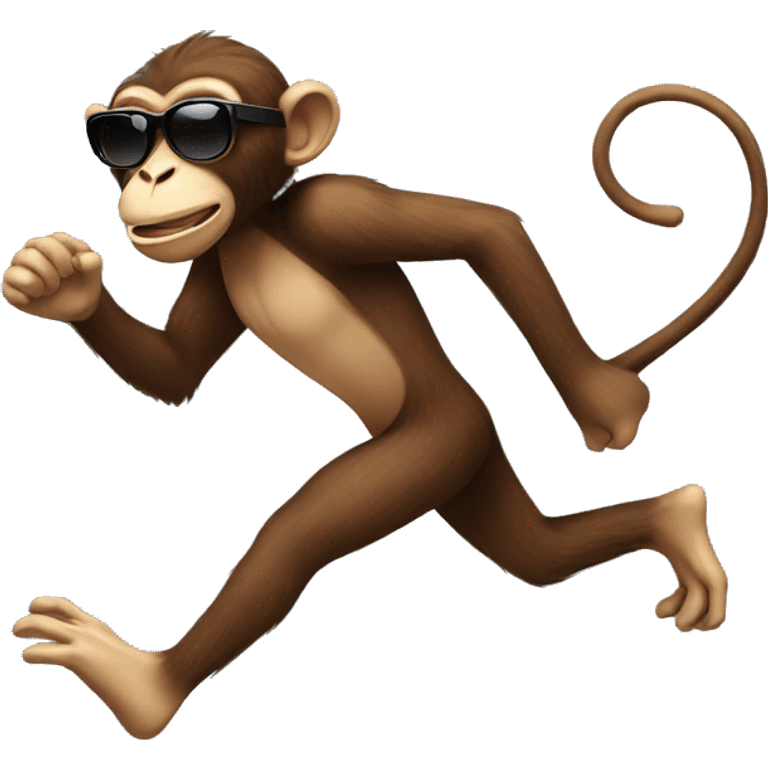 Monkey running fast with sunglasses  emoji