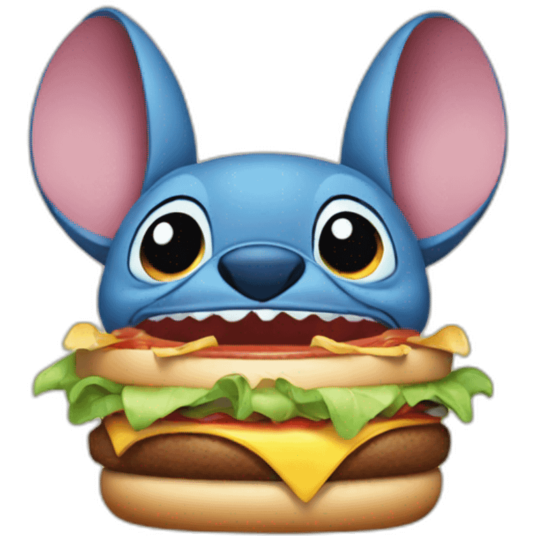 Stitch from lilo eating burger emoji