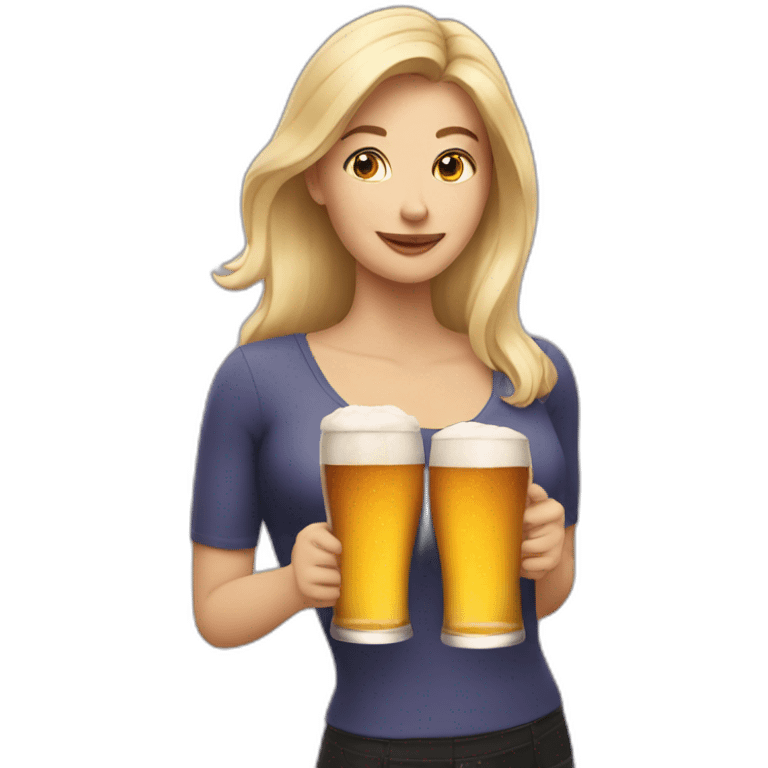 blonde woman holding two beers emoji