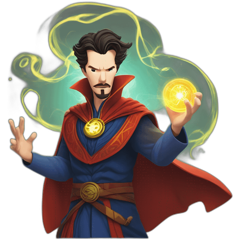 Doctor Strange, casting a spell in ok cartoon tyle simplisitic art  emoji