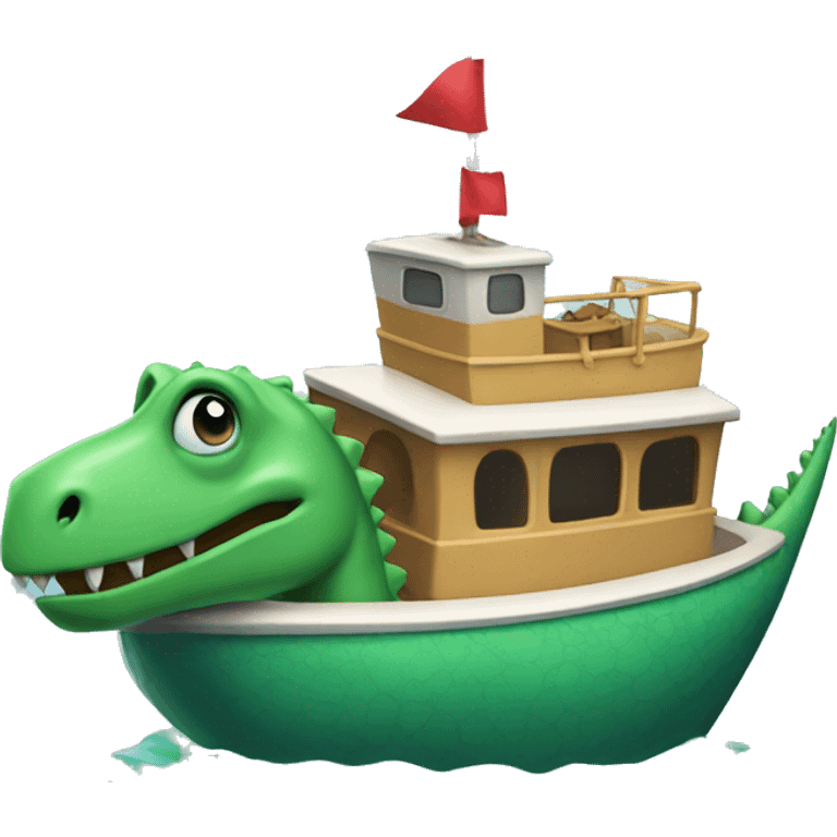 Dinosaur boat birthday emoji