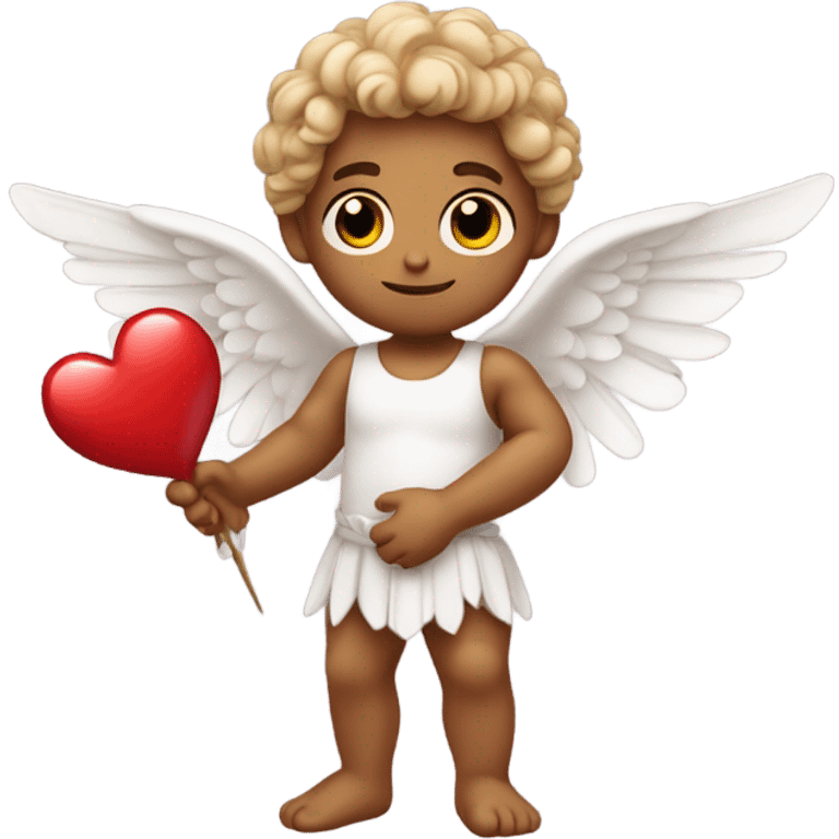 Realistic Cupid holding his heart bow emoji