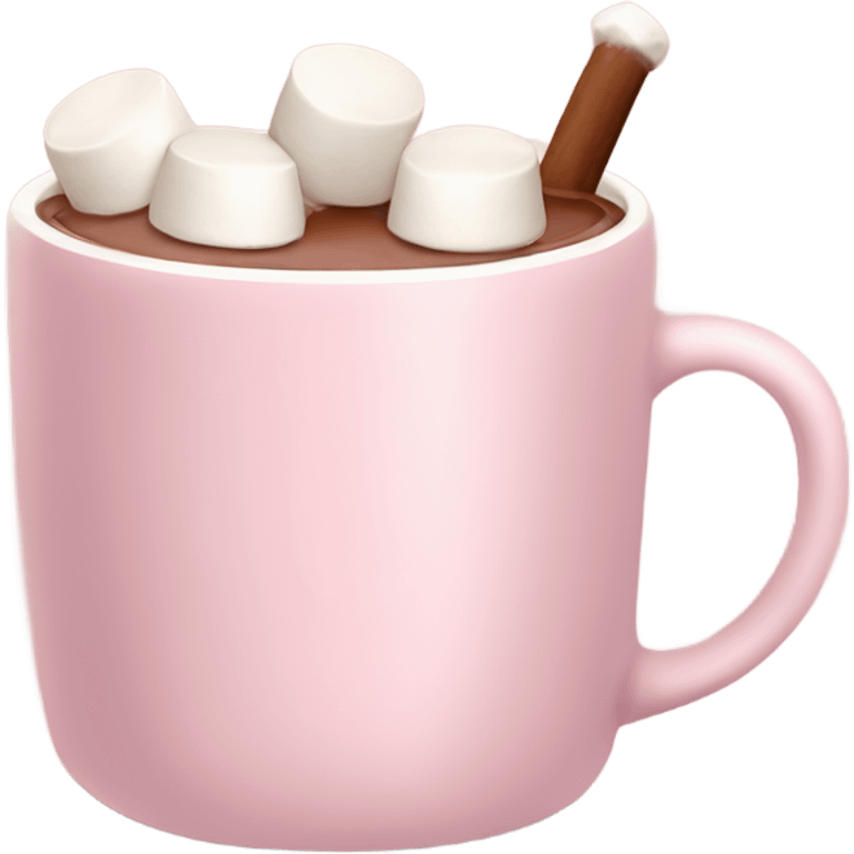 Light Pink mug of hot chocolate with marshmallows  emoji