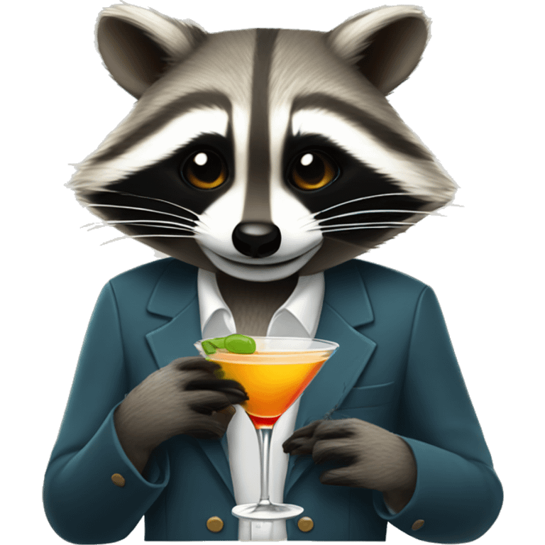 Raccoon drinking a martini emoji