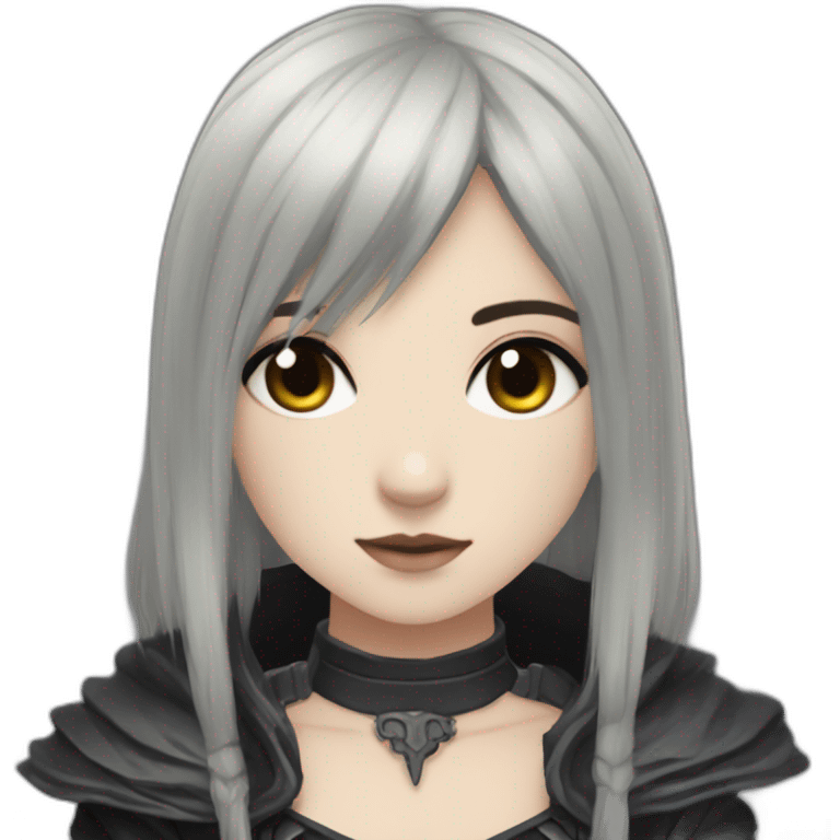 goth,girl,ash color hair,dark-souls,long,adorable emoji