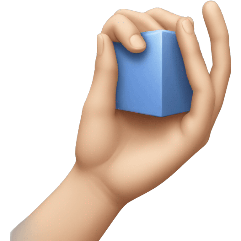 a hand touching a cube emoji