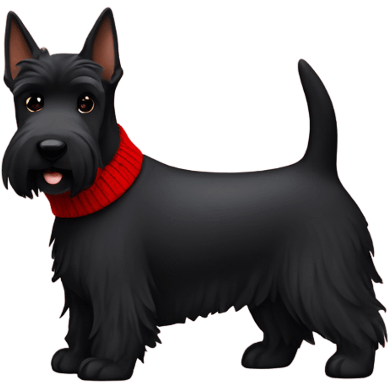 Black Scottish Terrier with red sweater emoji