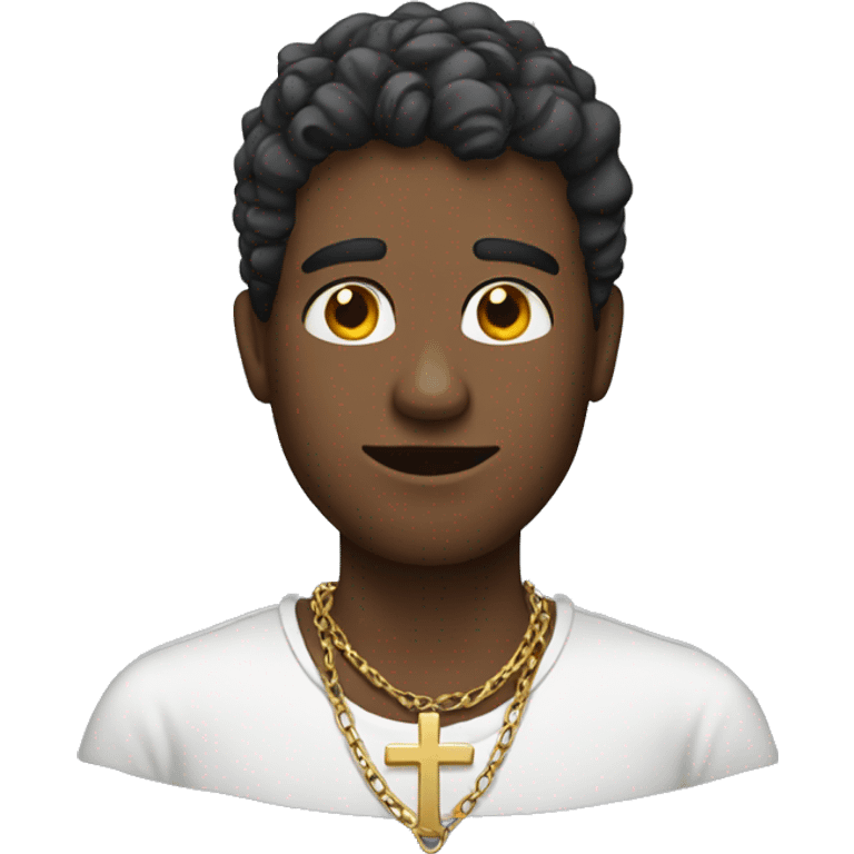 male portrait with cross necklace emoji