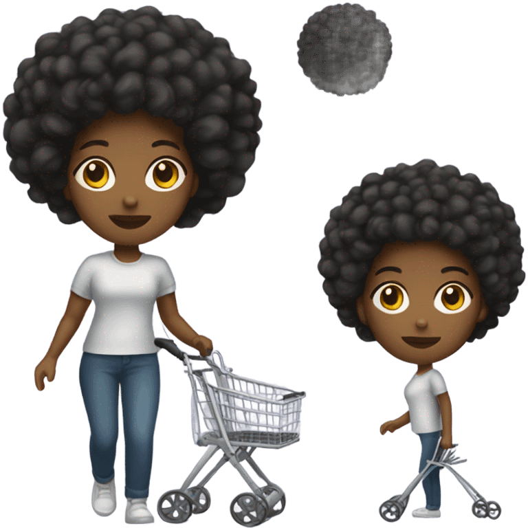 Younger black woman with an Afro and a walker emoji