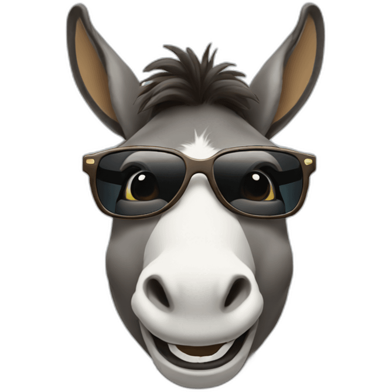 Donkey smiling showing teeth and wearing sunglasses emoji