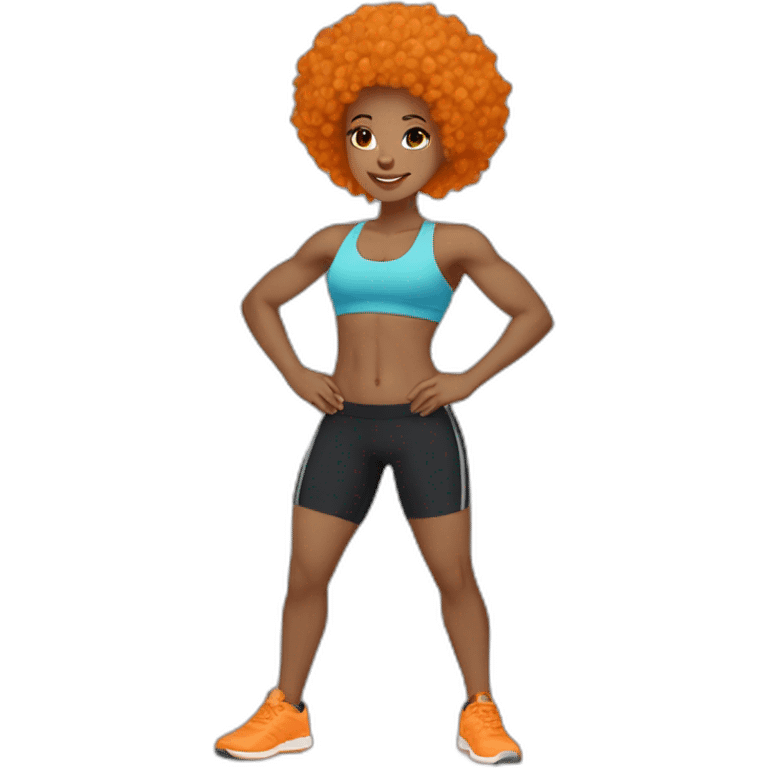 Light skin afro Orangehair in fitness emoji