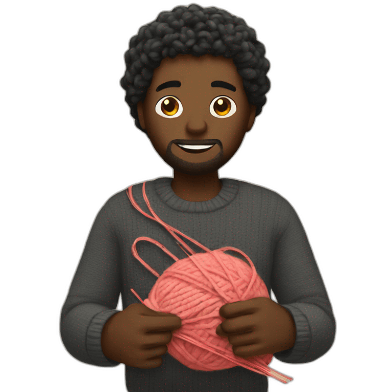 black man knitting emoji