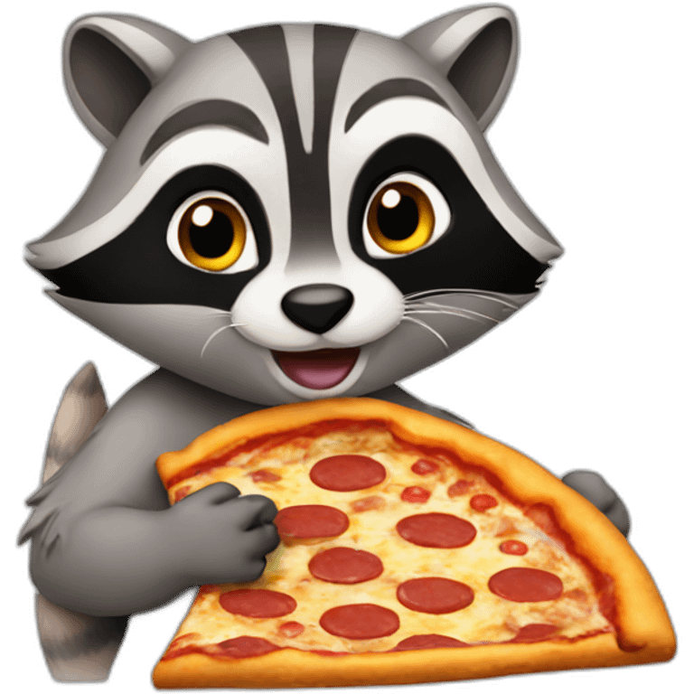 racoon eats pizza emoji