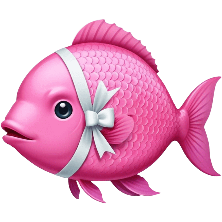 Pink fish with a white bow on it’s head  emoji