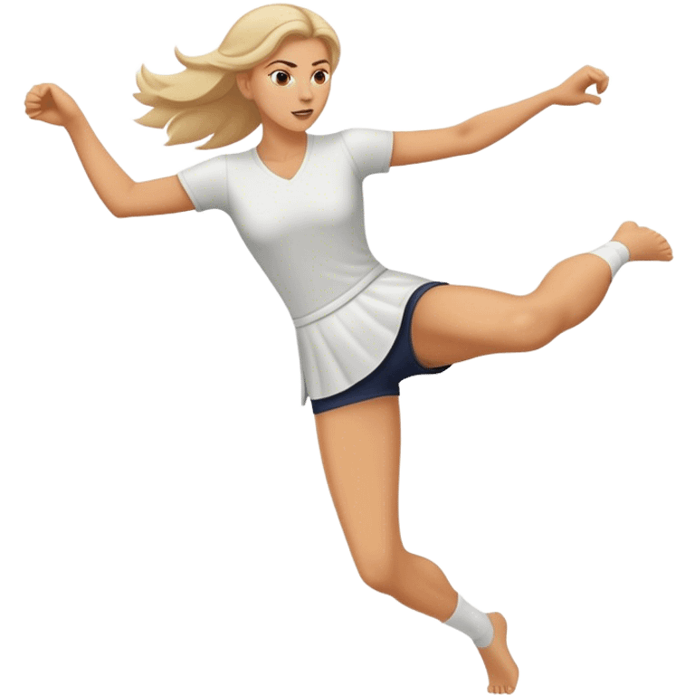 White women kick with her leg emoji