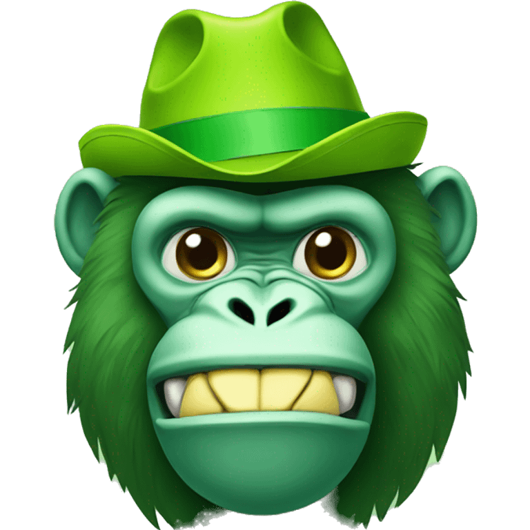 Green gorilla tag character with banana hat emoji