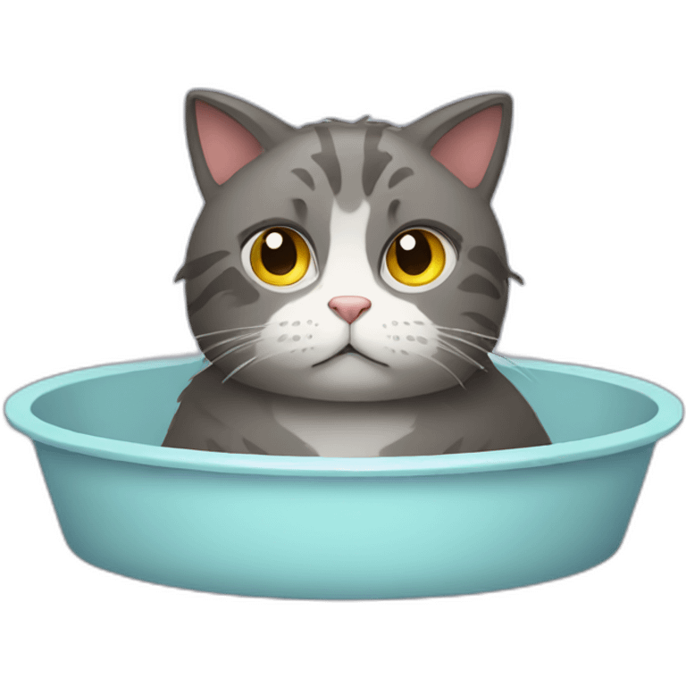 sad cat sitting in a tray emoji