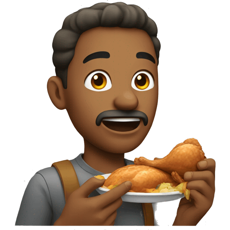 A man eating chicken  emoji