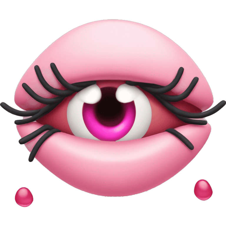 covid virus molecule that is a pretty face with fake eyelashes, large lips, and blush emoji