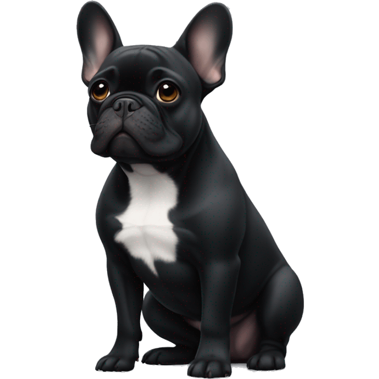 An all-black French bulldog with a white breast emoji