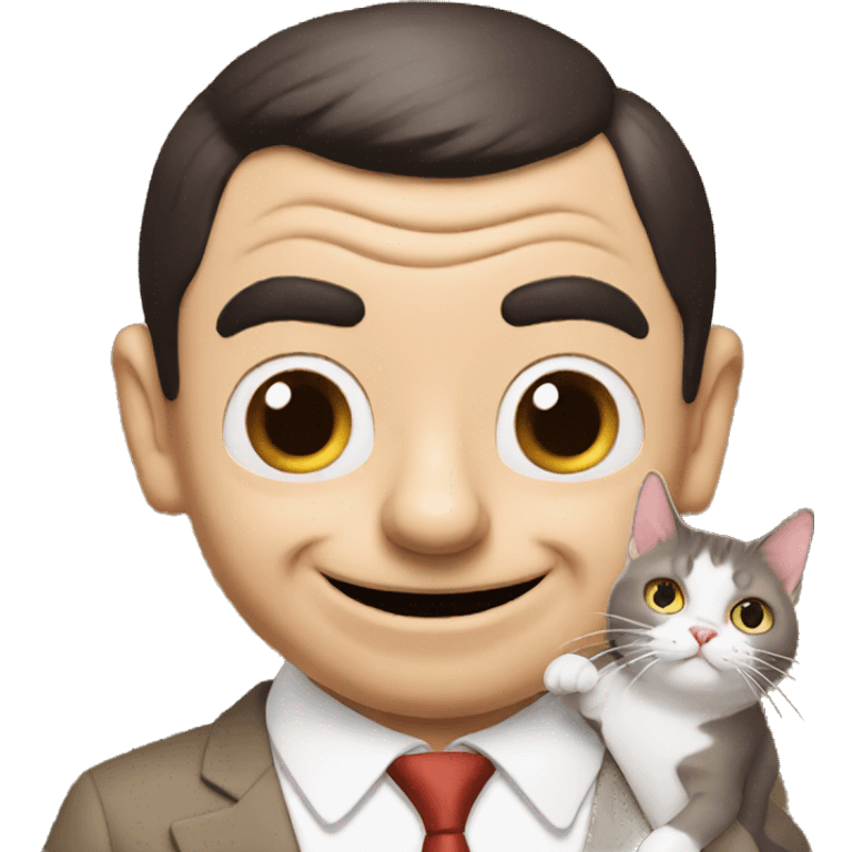 mr Bean has a cat in his hand emoji