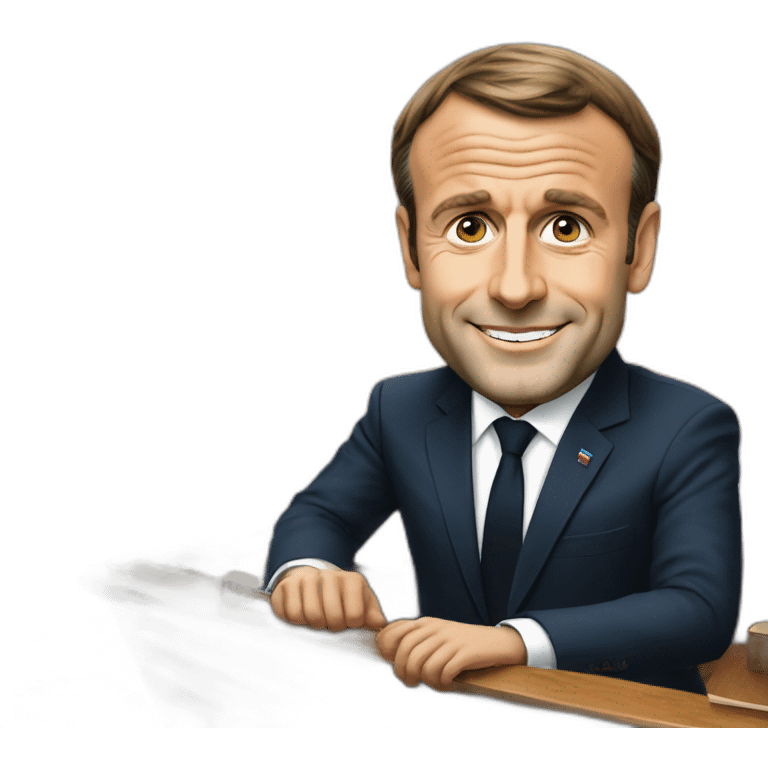 emmanuel macron on a boat emoji