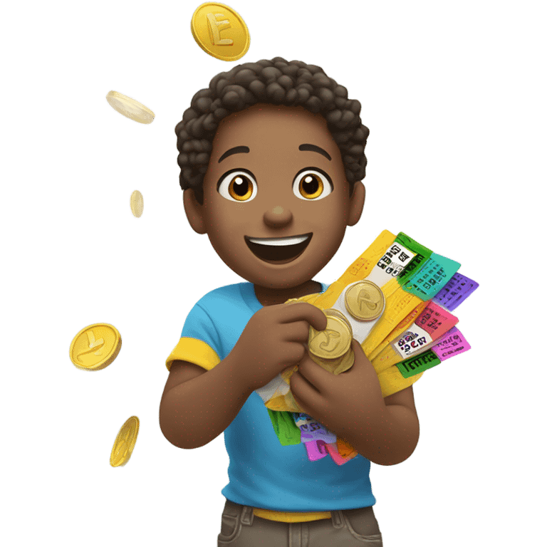 Kid winning a jackpot emoji