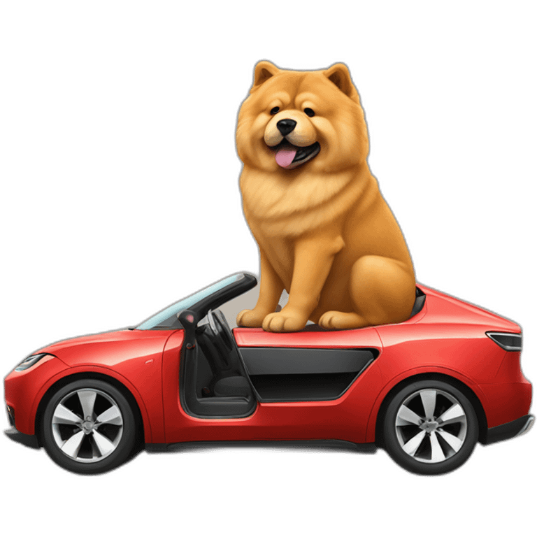 Chow Chow dog ridding tesla emoji