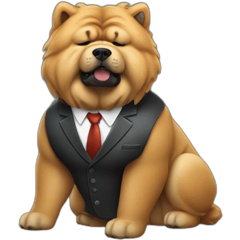 Smoking Chow chow wearing suite emoji