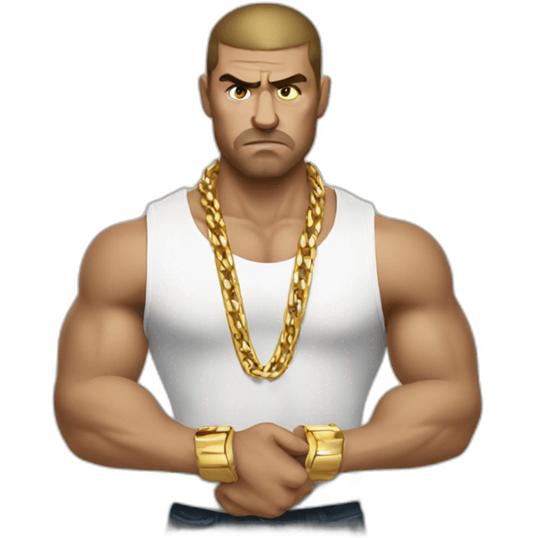 Russian male angry thug wearing gold chain emoji