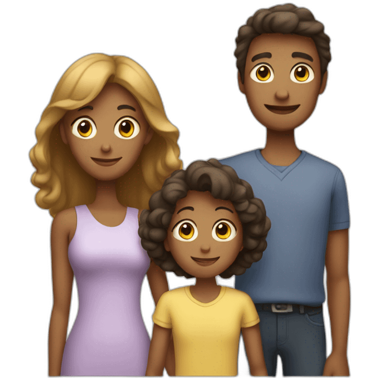 Family with 4, father, mother, teenager boy, small girl emoji