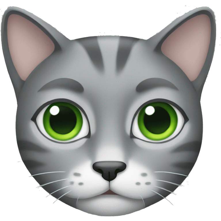 grey cat with green eyes emoji