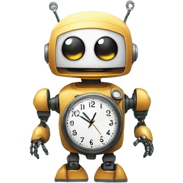 cute robot holds the clock emoji