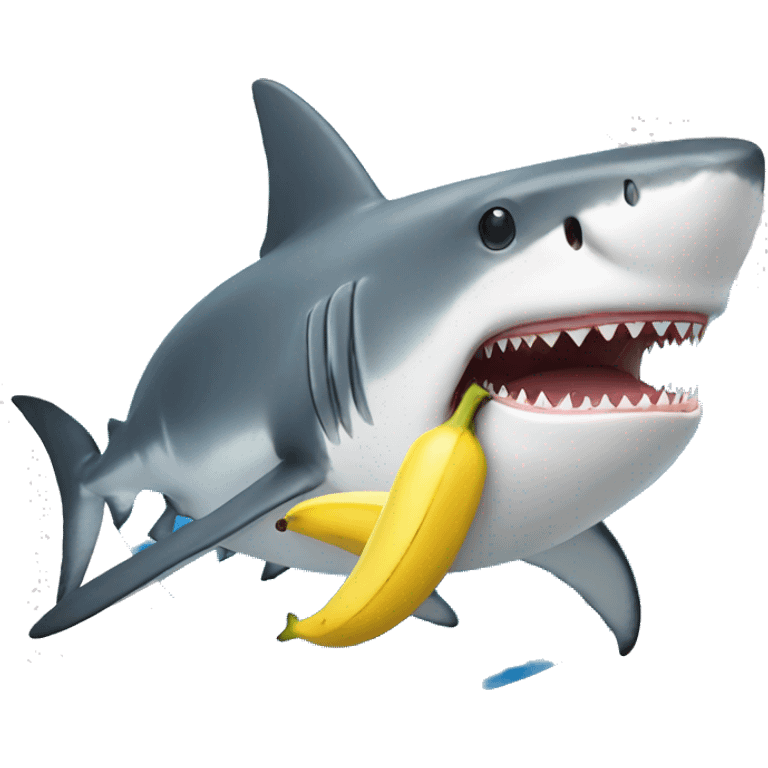 A shark with whos eat a banana emoji