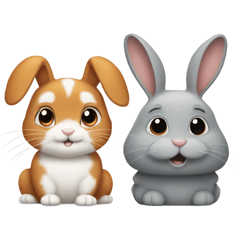 Medium ginger bunny and smaller grey bunny emoji